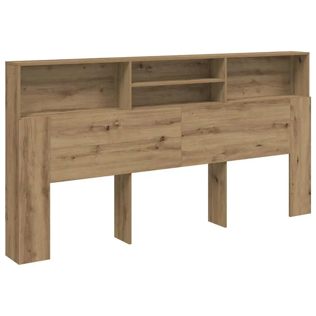 Headboard Cabinet Brown Engineered Wood 200x19x103.5cm Bedroom Storage Organiser