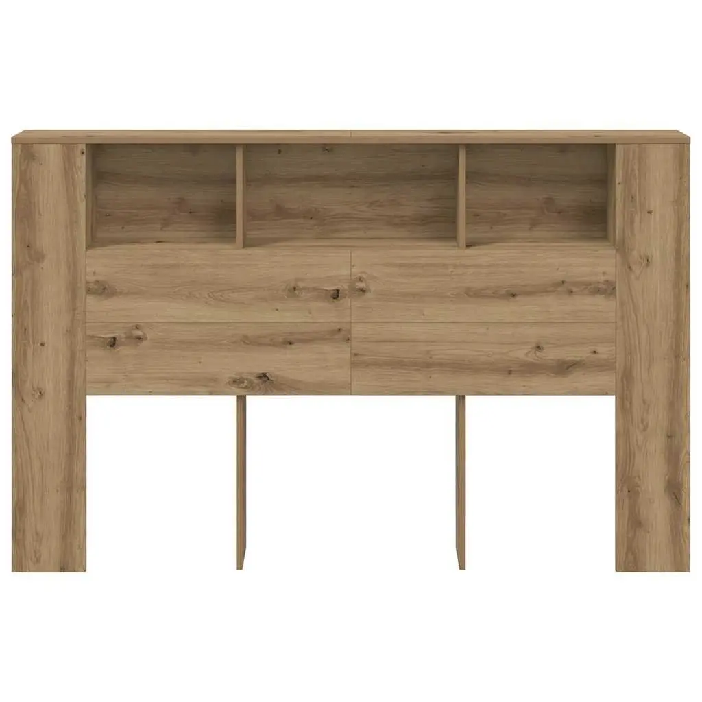 Headboard Cabinet Brown Engineered Wood 160x18.5x103.5 cm Five Storage Compartments