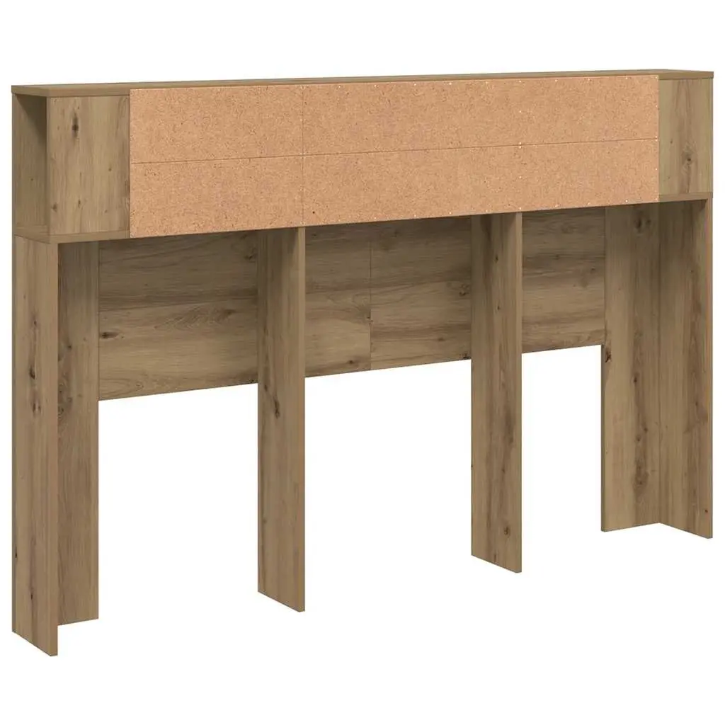 Headboard Cabinet Brown Engineered Wood 160x18.5x103.5 cm Five Storage Compartments