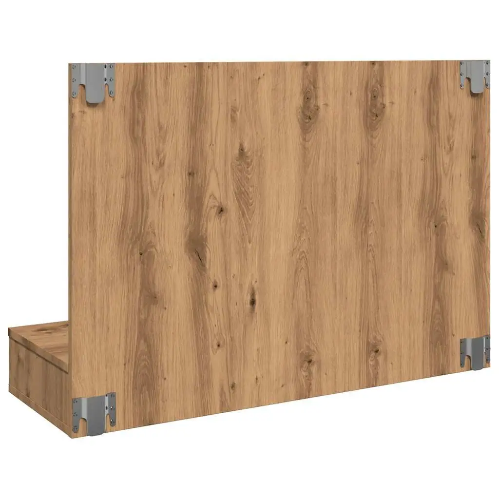 Bathroom Mirror Cabinet LED Brown Engineered Wood Wall Mounted Vanity Storage