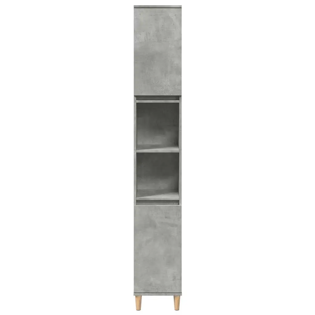 Bathroom Cabinet Grey Engineered Wood 30x30x190cm 6 Compartment Storage Unit