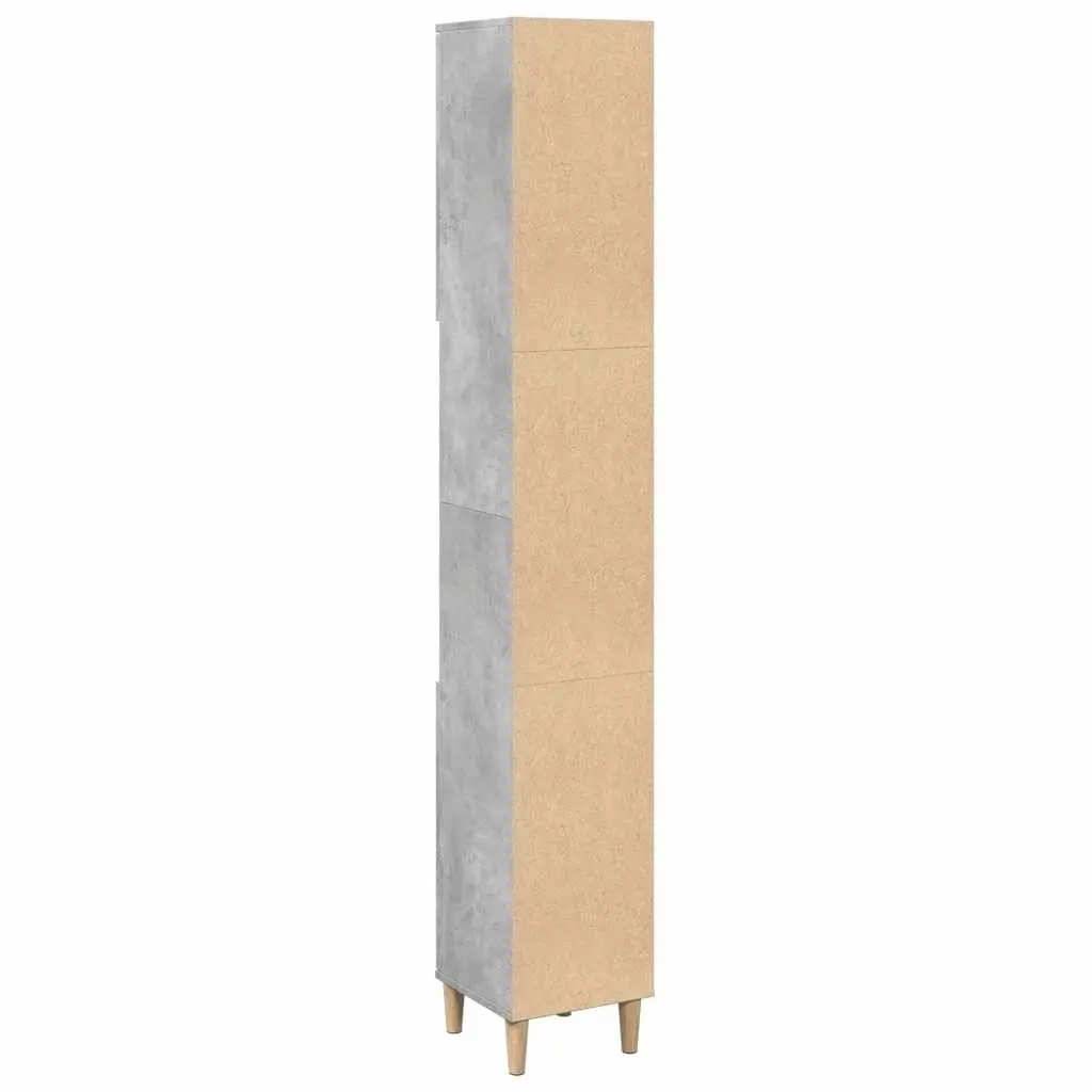 Bathroom Cabinet Grey Engineered Wood 30x30x190cm 6 Compartment Storage Unit