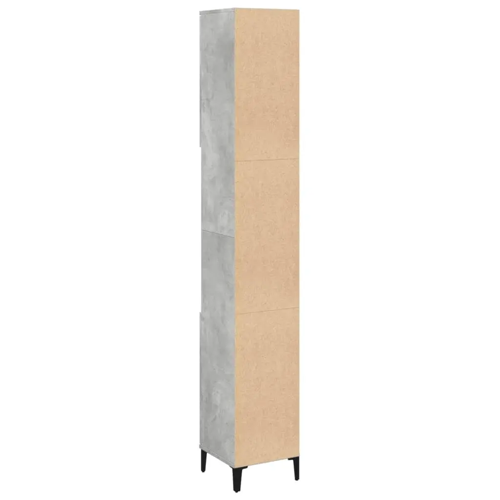 Tall Storage Unit Bathroom Cabinet 30x30x190cm Concrete Grey with 4 Doors and 2 Shelves for Organized Bathroom Storage