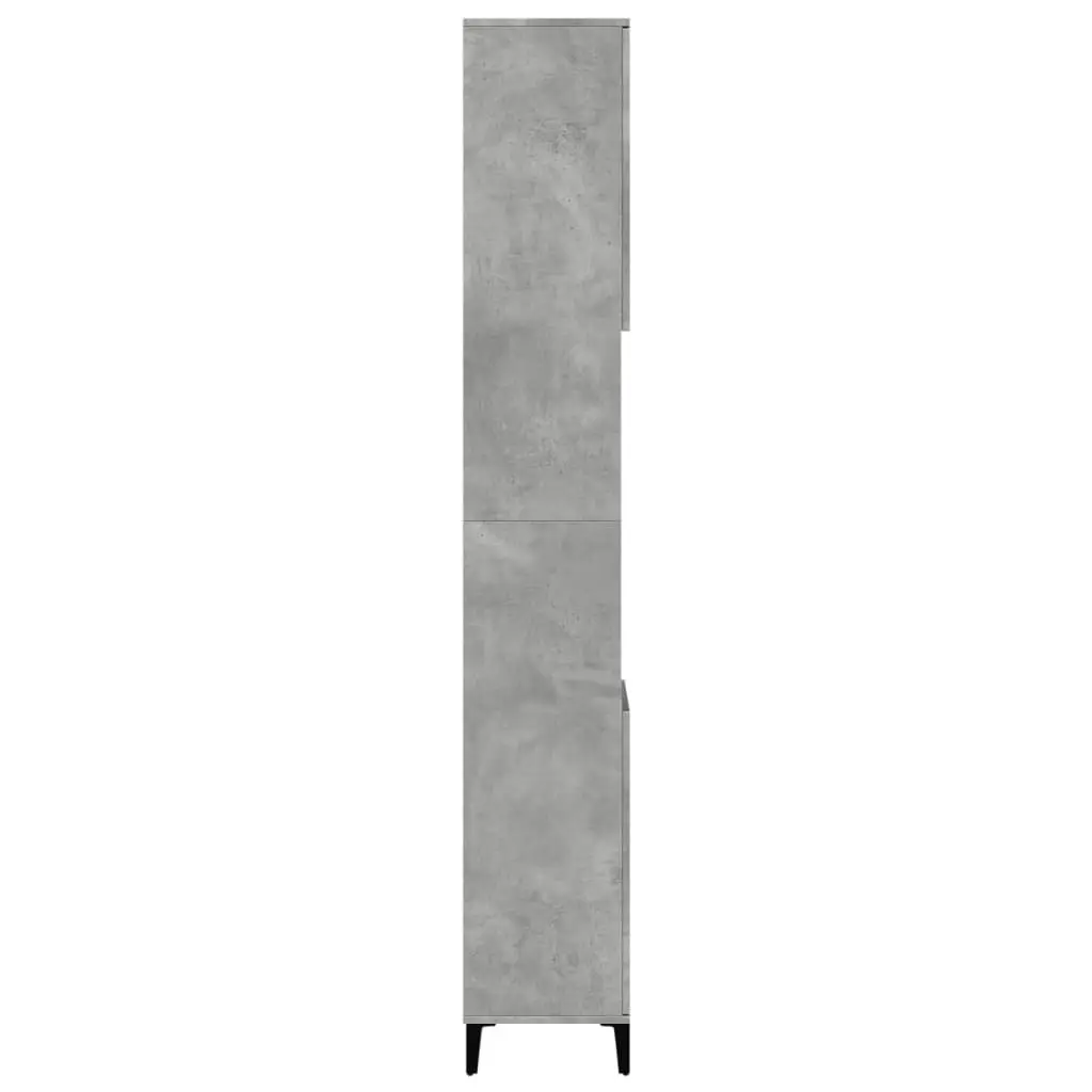 Tall Storage Unit Bathroom Cabinet 30x30x190cm Concrete Grey with 4 Doors and 2 Shelves for Organized Bathroom Storage