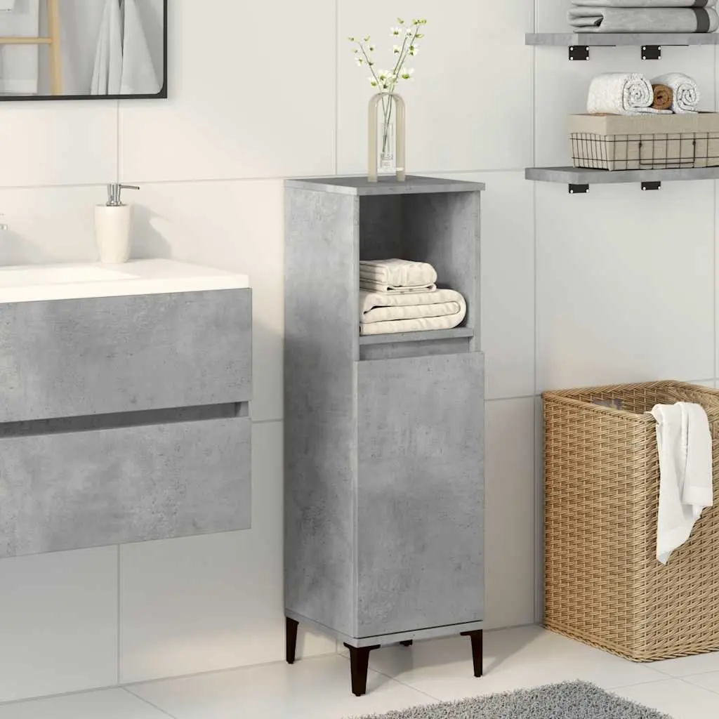 Bathroom Vanity Cabinet Grey Engineered Wood 30x30x100 cm Storage Unit