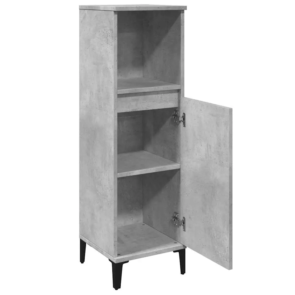 Bathroom Vanity Cabinet Grey Engineered Wood 30x30x100 cm Storage Unit