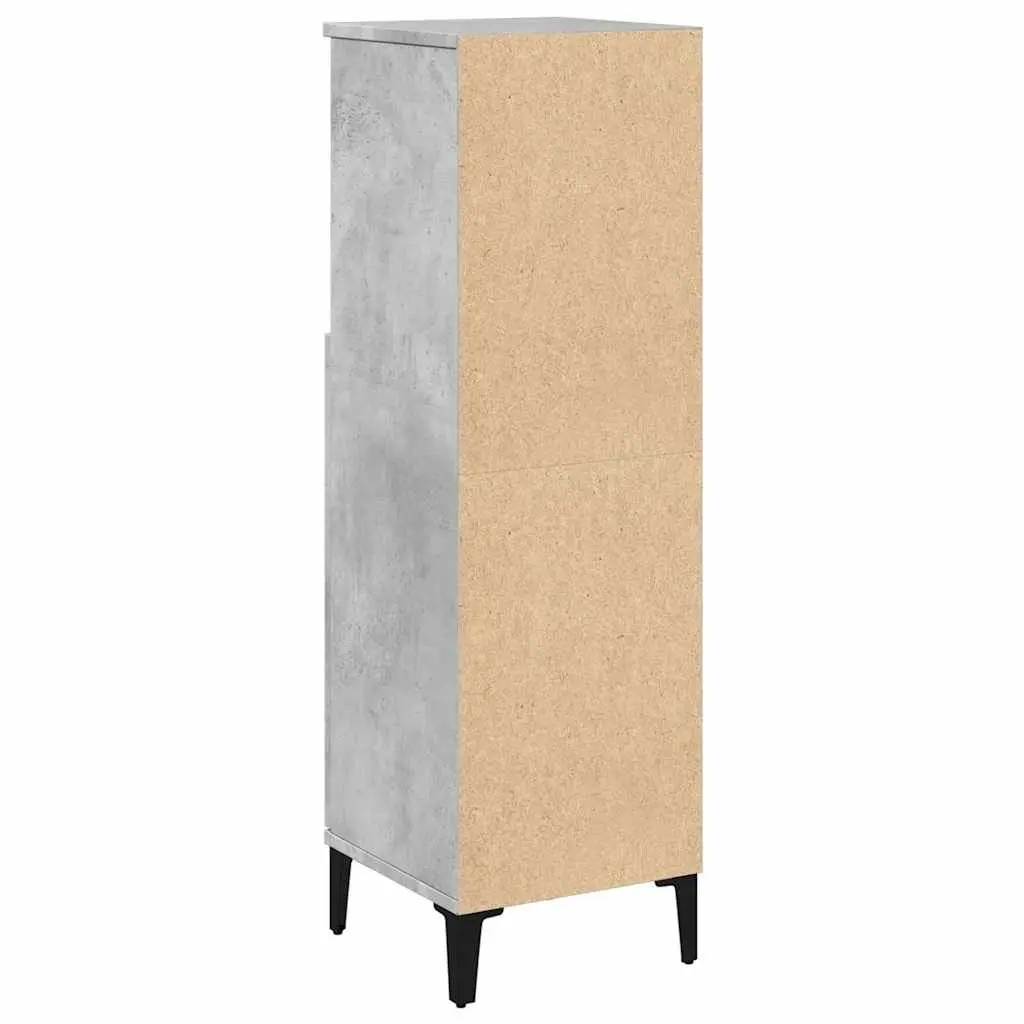 Bathroom Vanity Cabinet Grey Engineered Wood 30x30x100 cm Storage Unit