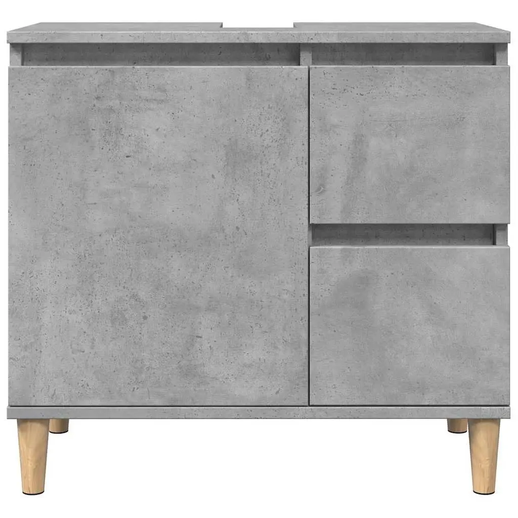 Bathroom Vanity Unit Grey Engineered Wood 2 Drawers Compartment Storage