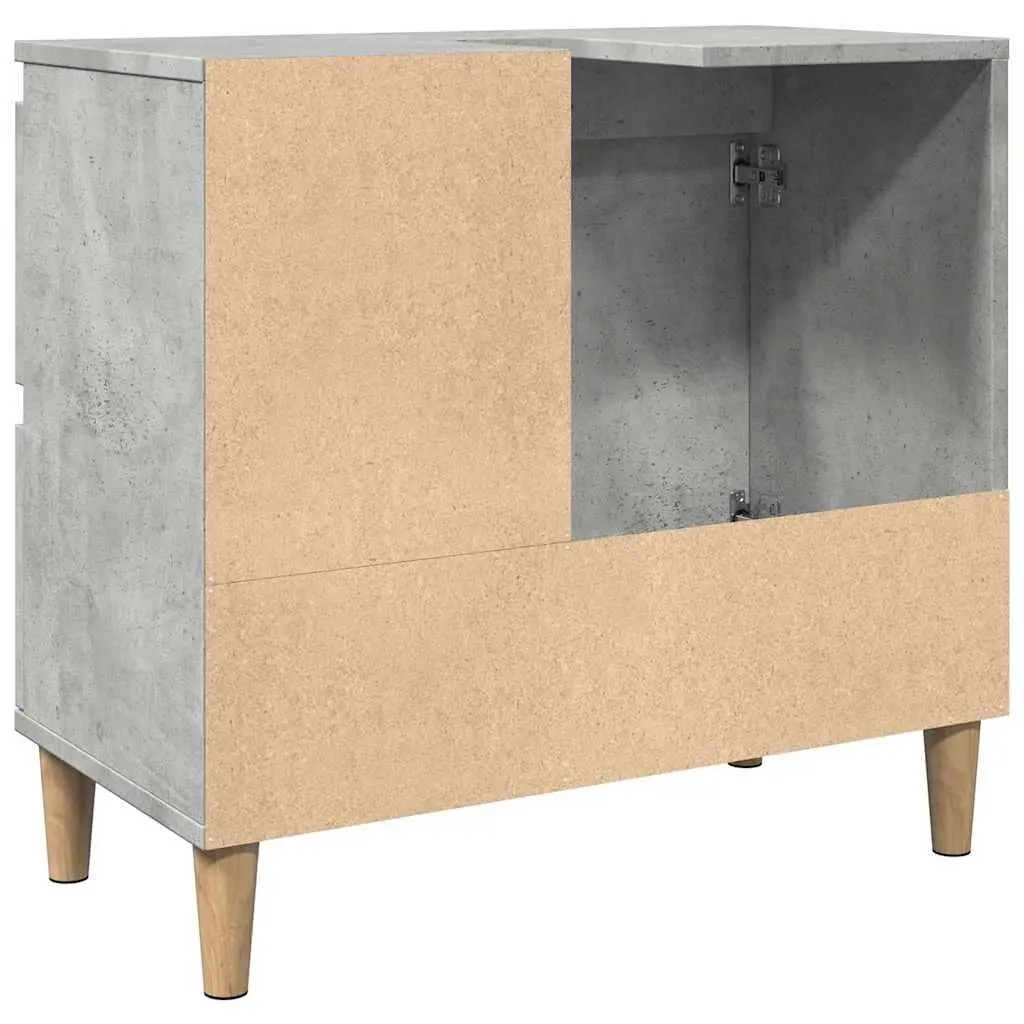 Bathroom Vanity Unit Grey Engineered Wood 2 Drawers Compartment Storage