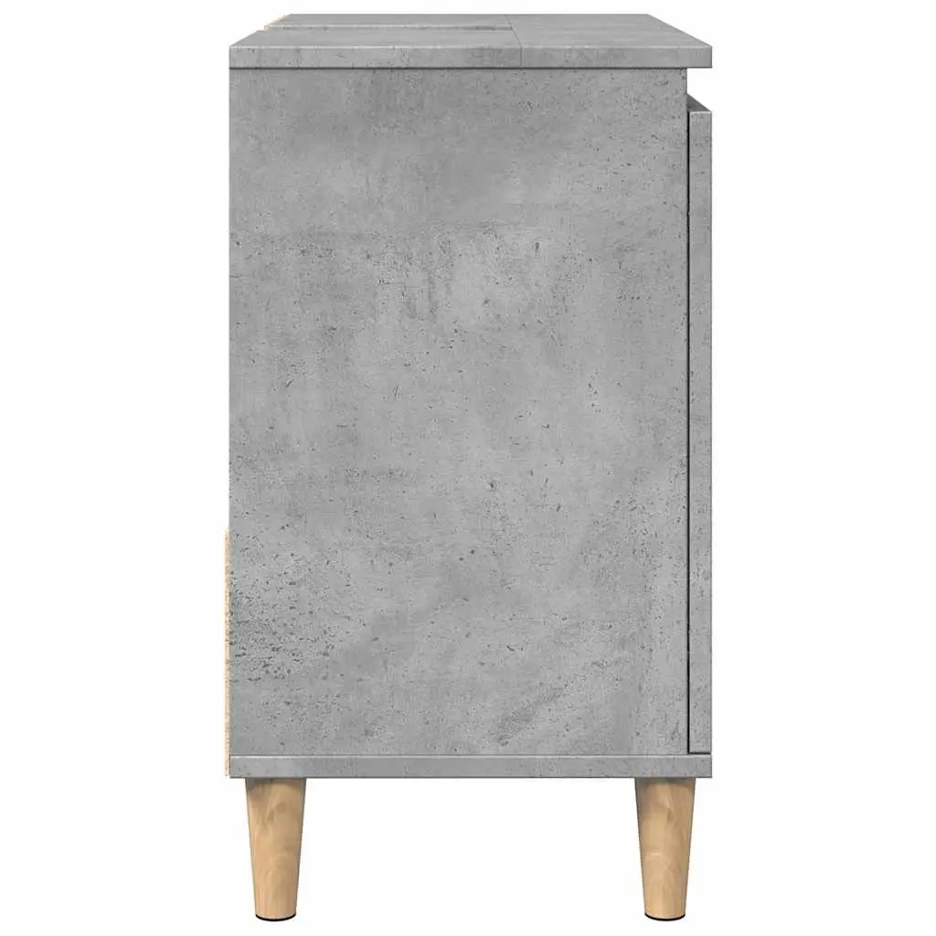 Bathroom Vanity Unit Grey Engineered Wood 2 Drawers Compartment Storage