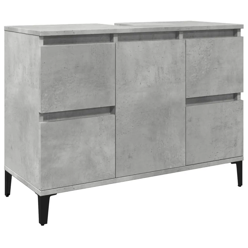 Bathroom Sink Cabinet Vanity Unit Storage 4 Drawers Grey 80x33x60cm