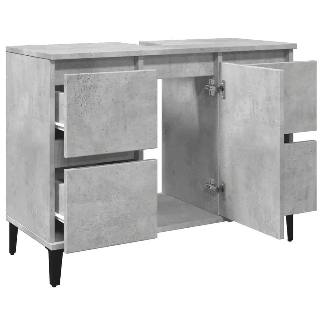 Bathroom Sink Cabinet Vanity Unit Storage 4 Drawers Grey 80x33x60cm