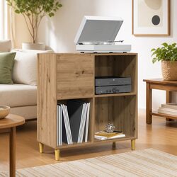 Brown Record Cabinet for Vinyl Storage