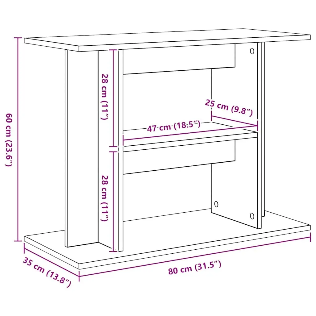 Aquarium Stand Brown 80x35x60cm 3 Tier Engineered Wood Storage Shelf