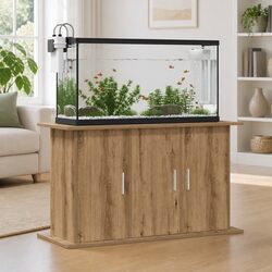 Aquarium Stand with Storage Compartments Fish Tank Cabinet Brown Wood Display