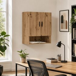 Wall Cabinet Storage Floating Engineered Wood Brown Home Organiser 60x31x70cm