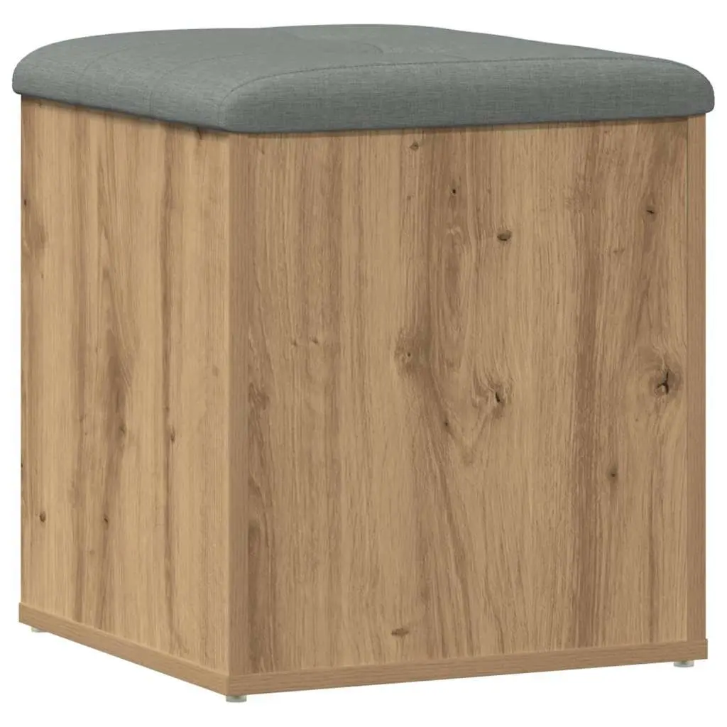 Storage Bench Brown Engineered Wood Large Storage Compartment Padded Seat