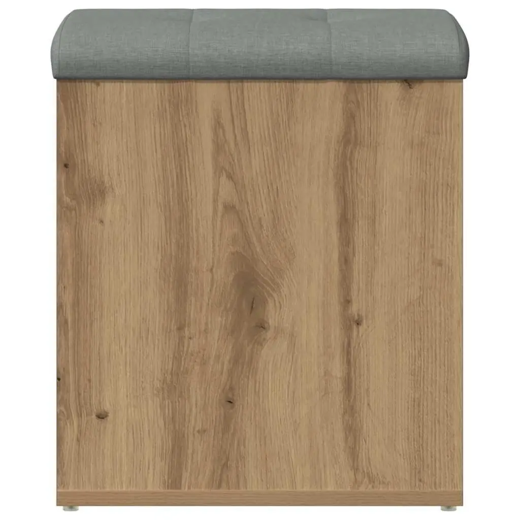 Storage Bench Brown Engineered Wood Large Storage Compartment Padded Seat