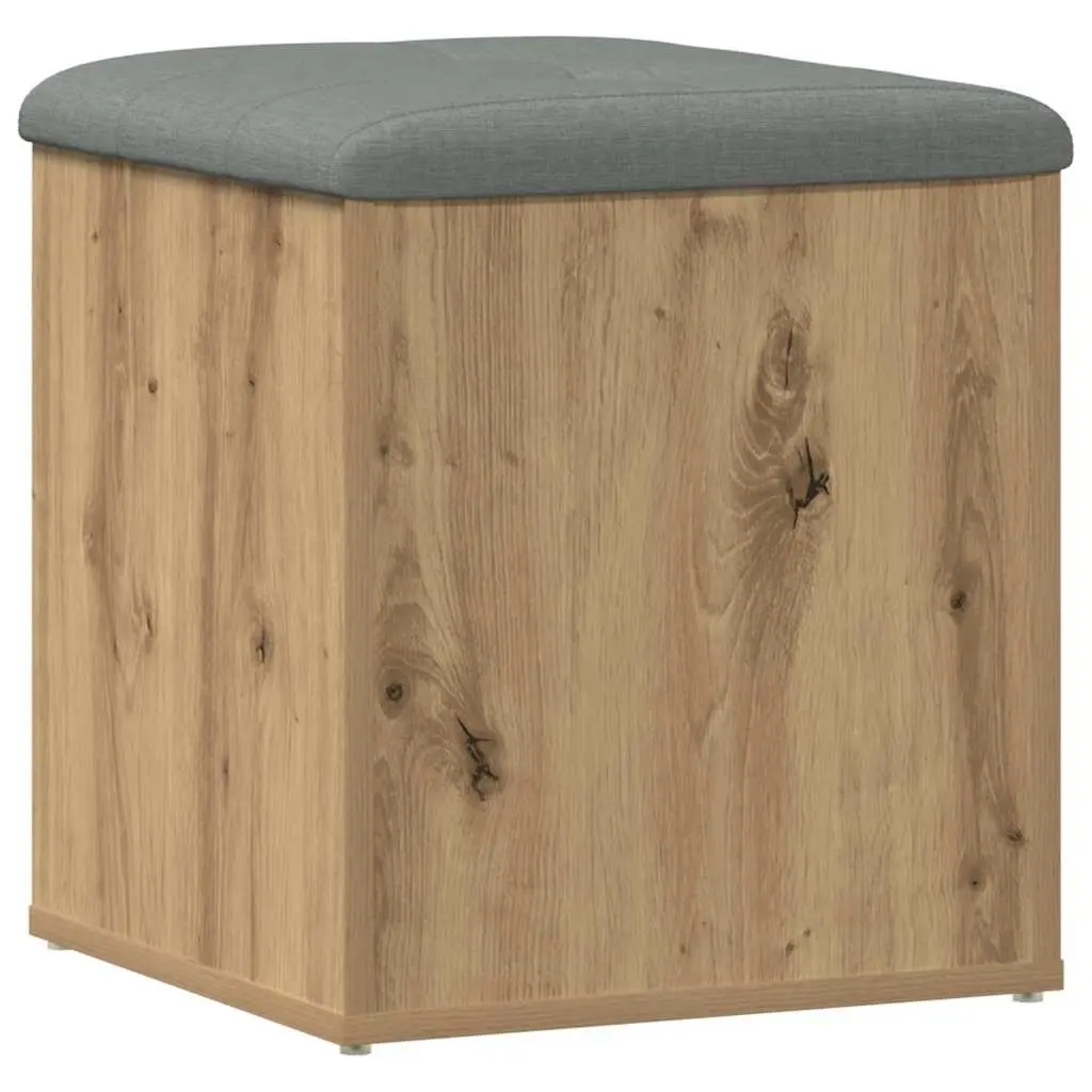 Storage Bench Brown Engineered Wood Large Storage Compartment Padded Seat