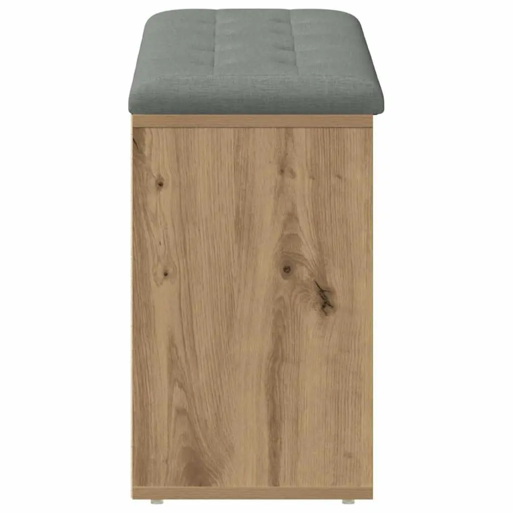 Storage Bench Brown Engineered Wood Padded Seat Large Storage Compartment