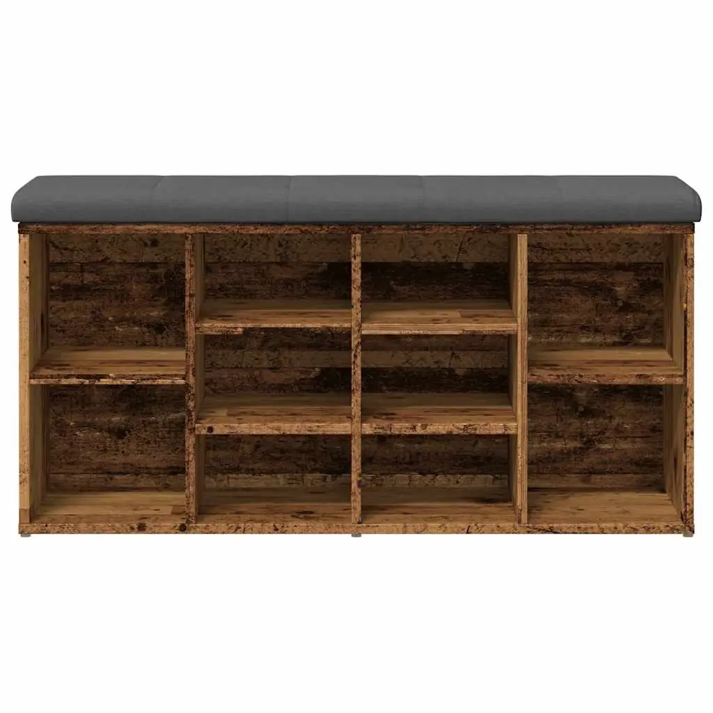 Shoe Bench Brown 102x32x50 cm Padded Seat Storage for Hallway Entryway