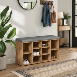 Compact and Sturdy Brown Shoe Bench for Easy Use