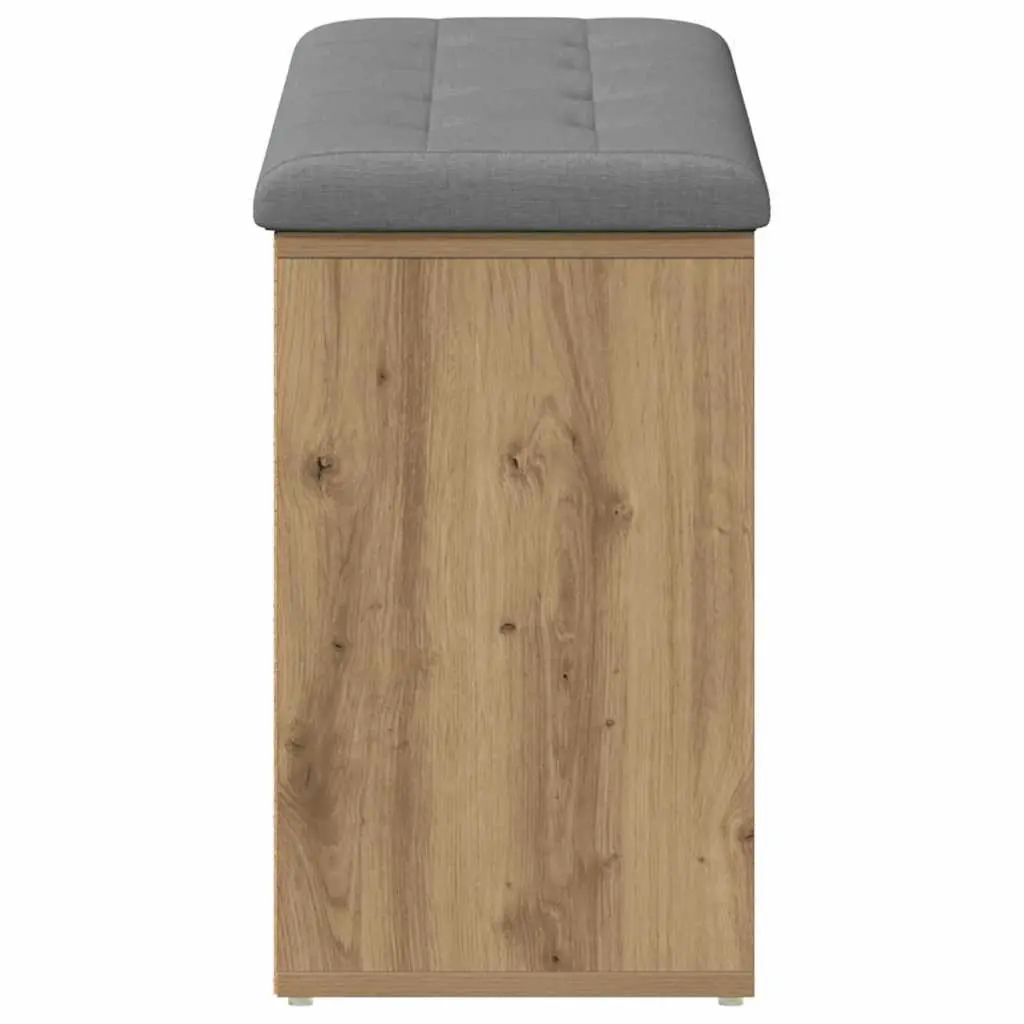 Shoe Bench Brown Engineered Wood Padded Seat Storage for Entryway Hallway