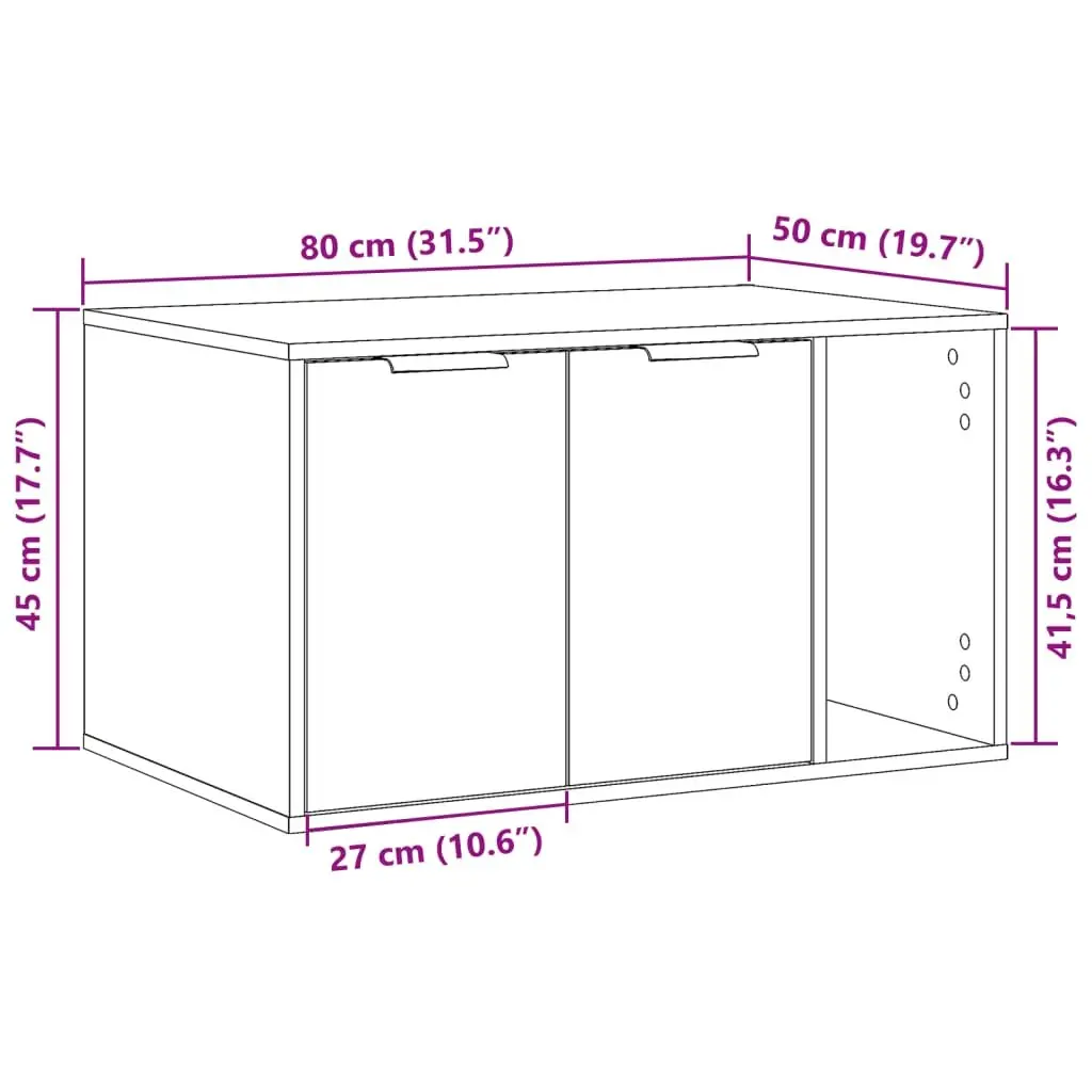 White Cat Litter Box Enclosure Furniture Hidden Cabinet 80x50x45cm Side Table
