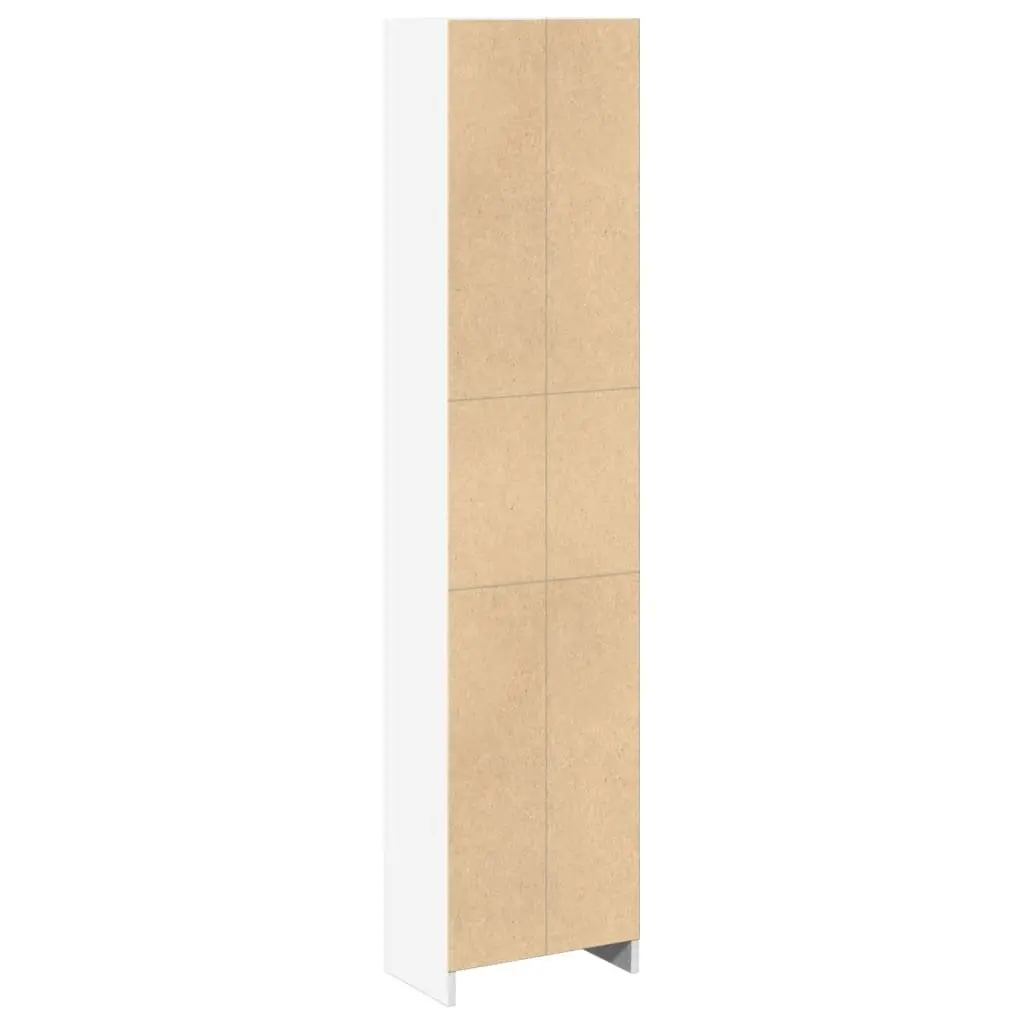 Bookcase White 40x24x176 cm Engineered Wood Open Compartments Storage Unit