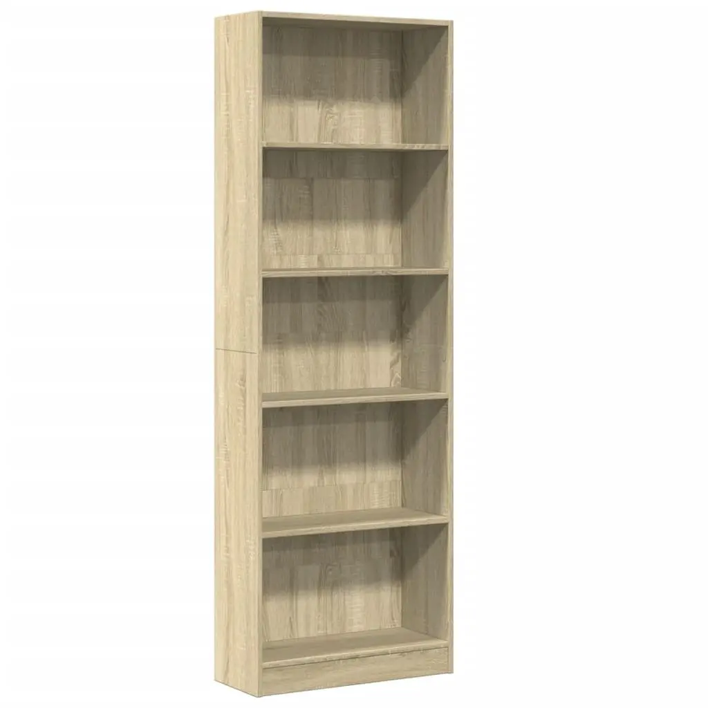 Bookcase Brown 60x24x176 cm Engineered Wood Storage Shelving Unit