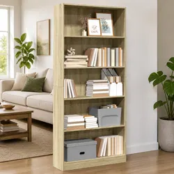 Compact Sonoma Oak Open Shelving Bookcase 80x24x176cm
