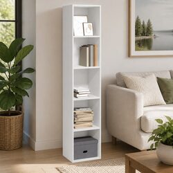 Compact White Bookcase 40x30x189 cm for Stylish Storage