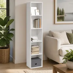 Compact White Bookcase 40x30x189 cm for Stylish Storage