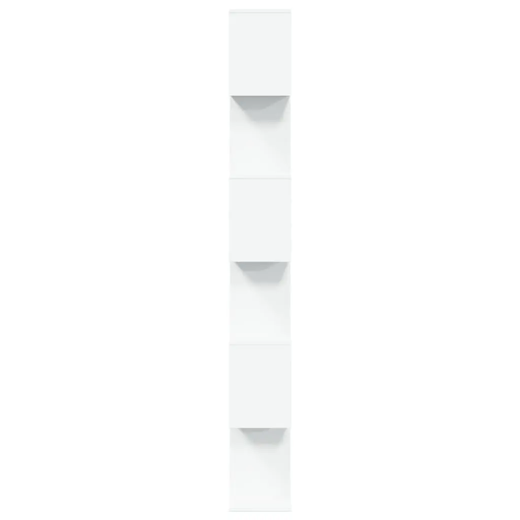 Room Divider Bookcase White 70x24x193 cm 6-Tier Staggered Storage Shelf