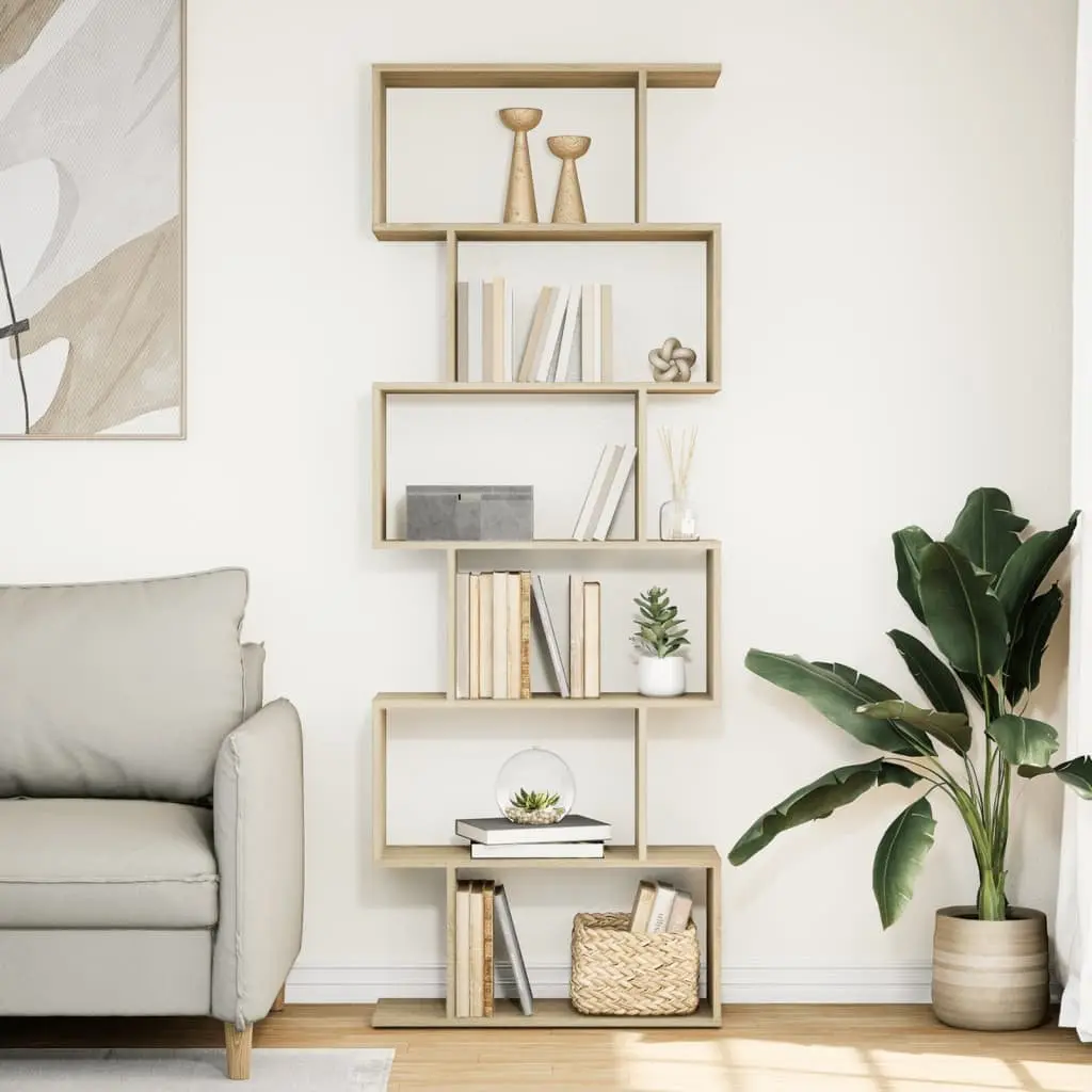 Room Divider Bookcase Brown 70x24x193cm 6-Tier Shelving Unit Storage Organizer