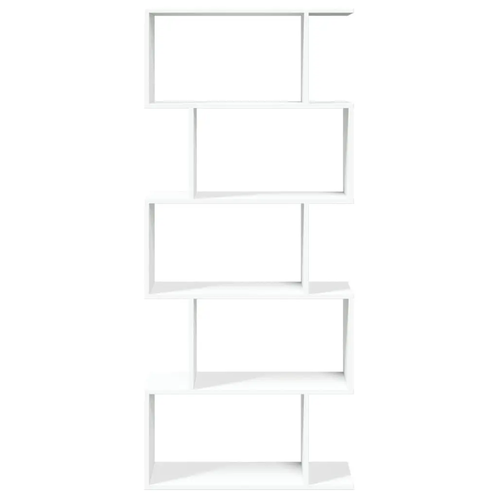 Room Divider Bookcase White 70x24x161cm 5-Tier Engineered Wood Shelving Unit