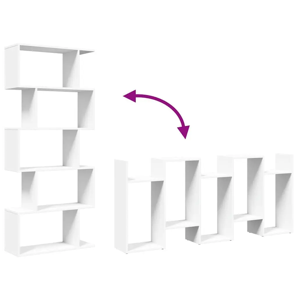 Room Divider Bookcase White 70x24x161cm 5-Tier Engineered Wood Shelving Unit