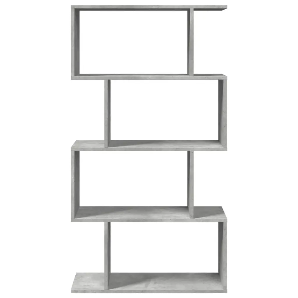 Room Divider Bookcase Grey 70x24x129cm Engineered Wood 4-Tier Storage Shelf