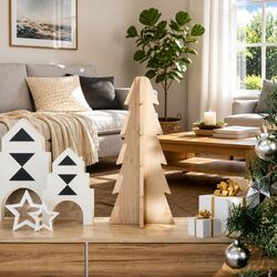 Compact 49cm Wooden Christmas Tree - Rustic Elegance