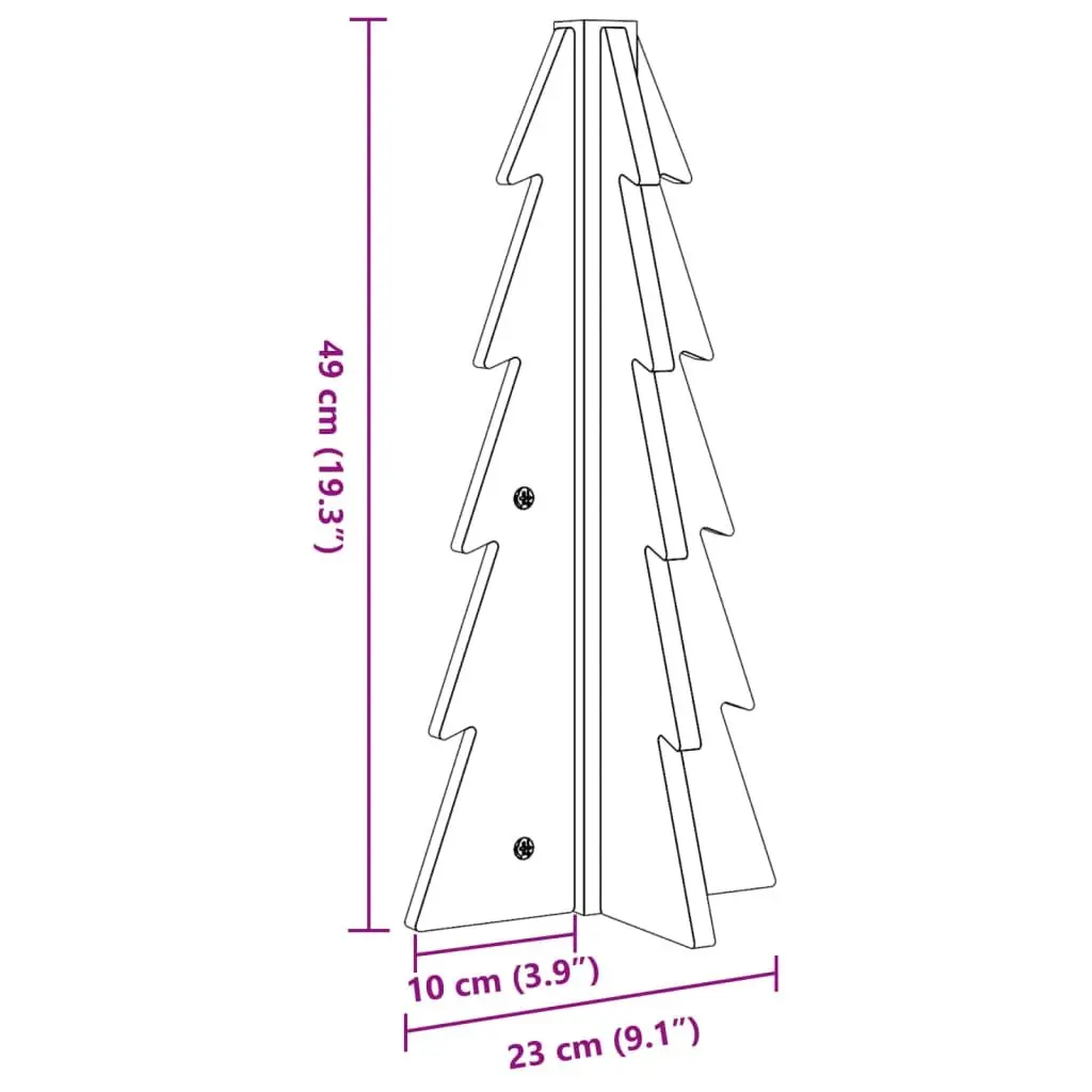 Wooden Christmas Tree Decoration 49cm Natural Pine Holiday Home Festive Ornament