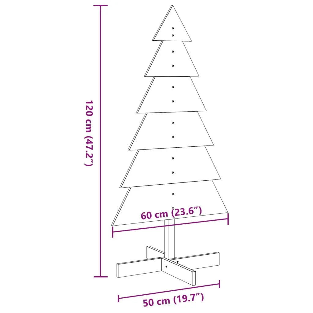 Wooden Christmas Tree Decoration 120cm Solid Pine Natural Holiday Seasonal Decor