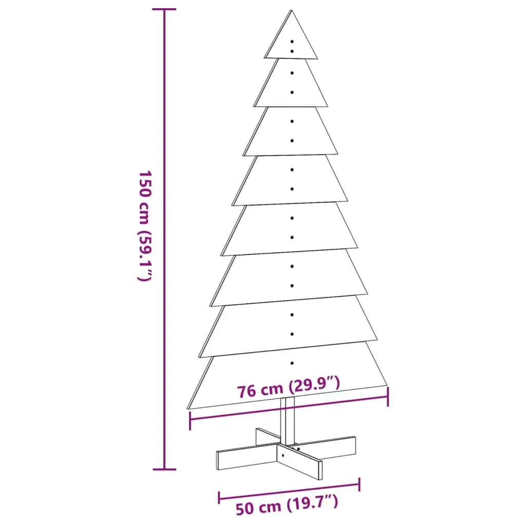 Wooden Christmas Tree Decoration Brown 150cm Natural Pine Solid Wood Rustic