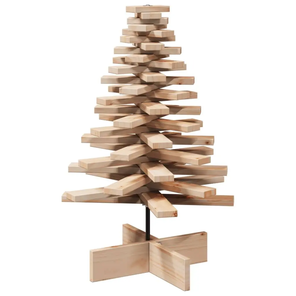 Wooden Christmas Tree Decoration Brown 80cm Natural Pine Rotating Branches