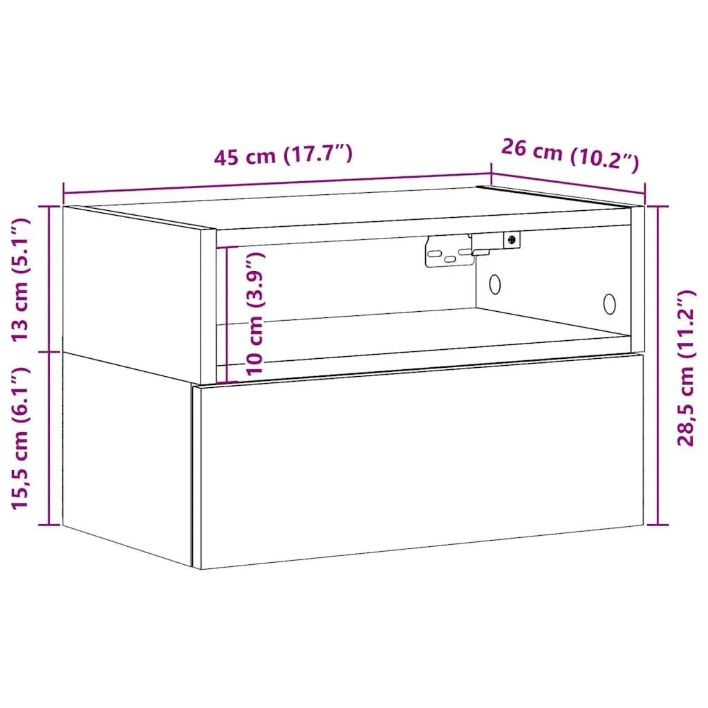Bedside Cabinet White Wall-mounted Floating Shelf with Drawer and Open Compartment