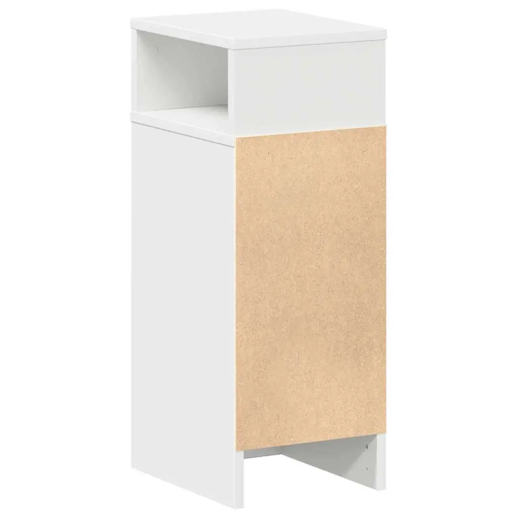 Bedside Table White 25x31x66cm One Drawer Two Open Compartments