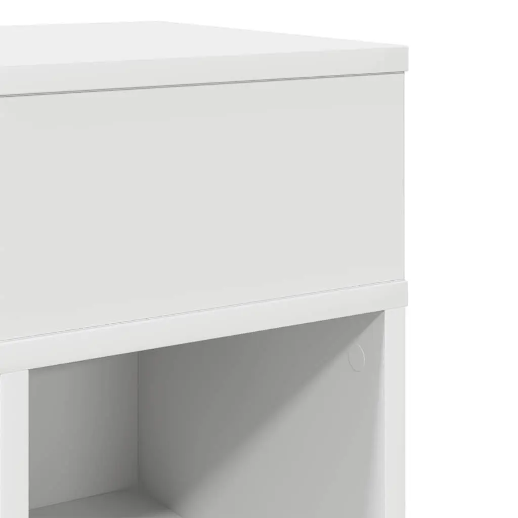 Bedside Table White 25x31x66cm One Drawer Two Open Compartments