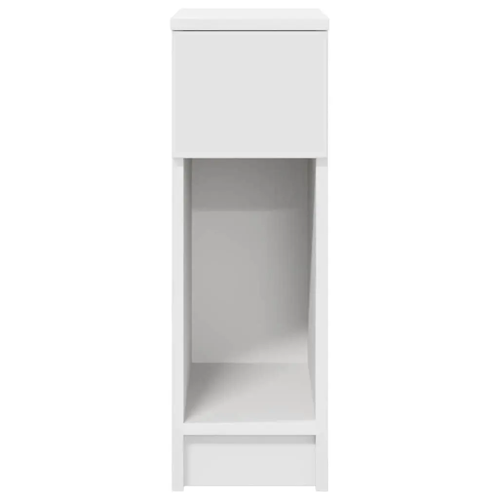 Bedside Table White 20x36x60cm One Drawer Open Compartment