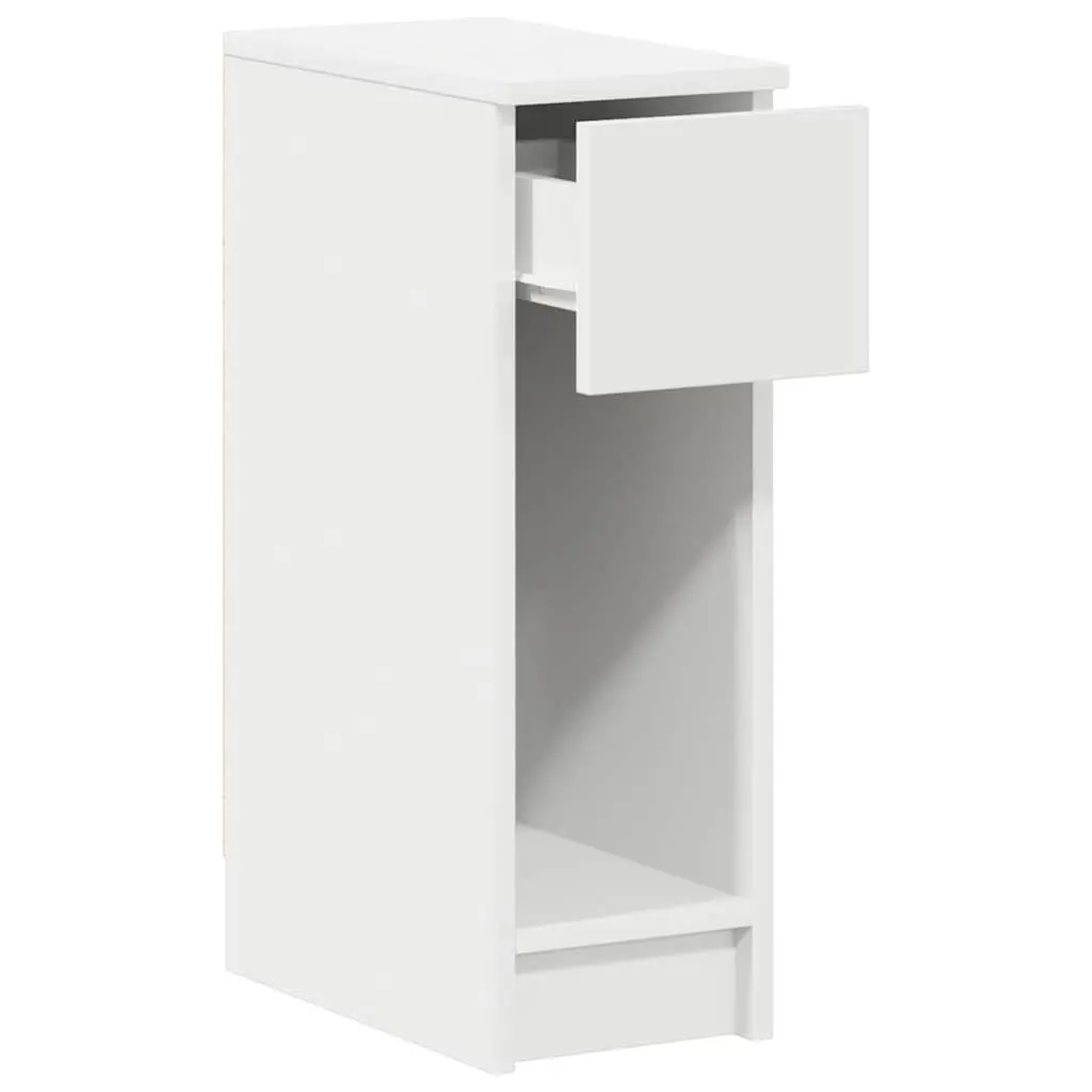 Bedside Table White 20x36x60cm One Drawer Open Compartment