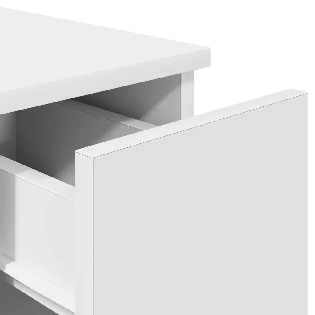 Bedside Table White 20x36x60cm One Drawer Open Compartment