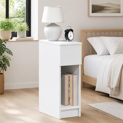 Compact White Bedside Cabinets - 2 Pieces